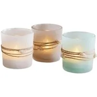 Home-trends24.de Windlicht Maritim Windlicht 3er-Set Muscheln Teelichthalter Kerzenhalter Glas (3 St)