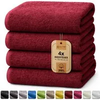 NatureMark Duschtuch 4er-Sparpack Frottier Duschtücher 70x140cm, 100% Baumwolle (4-St), Duschhandtuch 70x140cm Bordeaux rot