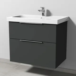 Sanipa 3way Waschtischunterbau zu Geberit iCon Light Waschtisch mit 2 Auszügen, Graphit-Matt UP5741B