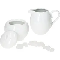 MamboCat Milch- und Zuckerset 2tlg. Set Tommy Milchkännchen & Zucker-Dose + Deckel weiß Porzellan, Porzellan
