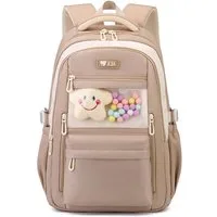MOPUEA Schulrucksack Rucksack Schule Mit transparenter Fronttasche Mädchen Jungen Teenager (Turnbeutel Seitentasche, Laptopfach, Wasserabweisend, 1-tlg., mit doppelter Reißverschluss)