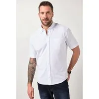 JP1880 Kurzarmhemd Piqué-Hemd FLEXNAMIC® Halbarm Buttondown-Kragen