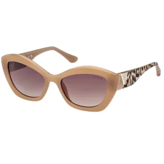 Guess – Sonnenbrille mit Farbverlauf und braunen Gläsern sowie einem glänzenden beigefarbenen Rahmen
