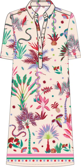 Milano Italy - shirtdress 1/2 sleeve sand print - Gr. - 44