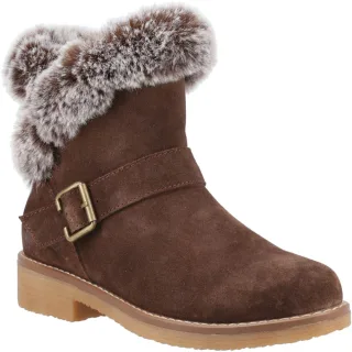 Hush Puppies Hannah Wildleder Damen Schokoladenfarbene Weite Winterstiefeletten