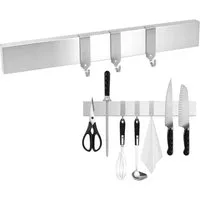 BlingBin Wand-Magnet Messer-Leiste 30 cm Magnetleiste Messer, Messerhalter aus Edelstahl mit 3 Haken (1tlg), Rostfreie Magnetleiste Für Küchenmesser Werkzeuge Utensilien