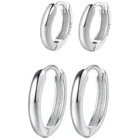 Hey Happiness Creolen-Set Chunky Unisex, Basic 925er Silber Ohrring Set, 18K Vergoldete Creolen für Herren, 4er Set Stacking Ohrringe Männer