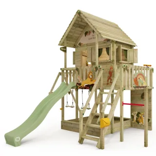 Disney Der König der Löwen Stelzenhaus - Massivholz Spielhaus mit Rutsche und Sandkasten - 2,30m Stehhöhe - Langlebiges Gartenhaus von Wickey