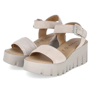 Tamaris Plateausandalen - Gr. 40 - Taupe - Rauleder