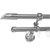 BASIT Gardinenstange Rohr und Innenlauf 16 mm mit Wandträgern 120 cm E13, Ø 16 mm, 2-läufig, verschraubt, Metall, H14 RI 120 cm E13 Schräge