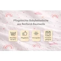 soma Babybettwäsche Renforcé Baby Wende Bettwäsche 100x135 Regenbogen Wolke pink rosa weiß, Renforcé, 2 teilig, Babybettwäsche Rainbow Baumwolle warme winter weihnachtsbettwäsche