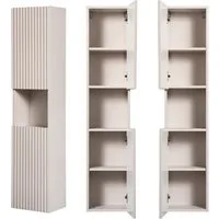 Lomadox Hochschrank NEWPORT-56-CASHMERE Badschrank, kaschmir mit gerillter Front, grifflos, ca. 30/140/30cm