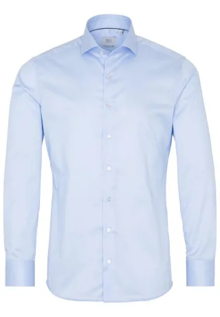 ETERNA - Slim Fit: Langarmhemd blau - Gr. - 38