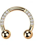 Taffstyle Nasenpiercing Titan Hufeisen Horseshoe Piercing Rosegold Clear 1,2mm x 10mm x 3mm (Ohrpiercing Cartilage Helix Orbital Brust Intim Ring Lippenbädchen), Lippenpiercing Ohr Implantatqualität Nasenpiercing Nasenring Tragus