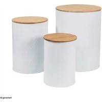 Neuetischkultur Vorratsdose Vorratsdosen 3er-Set weiß mit Holzdeckel, Eisen, (Set, 3-tlg., 3 Vorratsdosen), aus Metall 3 Größen