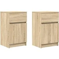 vidaXL Nachttisch Nachttische 2 Stk. Sonoma-Eiche 39x35x65 cm Holzwerkstoff (2-St)