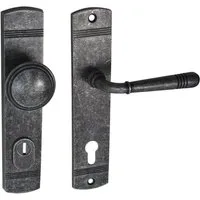 Häusler Onlinehandel GmbH Türbeschlag Schutzbeschlag Helena LS Antik Grau HS 92 Kn-Dr, Außenschild mit Stahleinlage