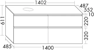 Burgbad Waschtischunterschrank Lin20 Melamin 611x1402x552 Eiche Dekor Nachtschwarz, SGRA140LF7331 SGRA140LF7331