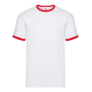 Fruit of the Loom - T-Shirt Ringer-Stil für Herren/Damen Unisex (Weiß/Rot)