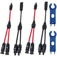 FELIXLEO Solaranlage Solar Y Verteiler Kabel MMF FFM PV Stecker 2 Paar Rot Schwarz, (2-St)