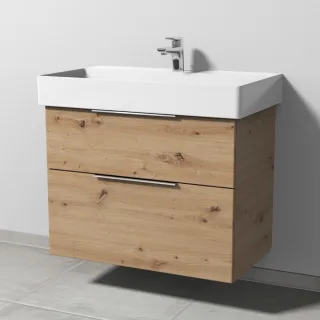 Sanipa 3way Waschtischunterbau zu Duravit Dura Square Waschtisch mit 2 Auszügen, Eiche Natural-Touch UM42885