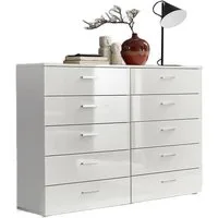 BMG Möbel Schubkastenkommode Marbella Kommoden-Set 5 (Sideboard Schubkastenkommode, Fronten in weiß Hochglanz), Made in Germany