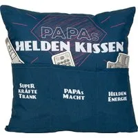HERGO Creation Dekokissen Kissen aus Stoff Sofahelden Papas Heldenkissen mit