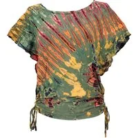 Guru-Shop T-Shirt Batikshirt mit Fledermausärmeln, lockeres.. Festival, Ethno Style, Hippie, alternative Bekleidung
