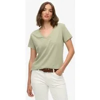 Superdry T-Shirt STUDIOS SLUB EMB VEE TEE Baumwollmischung, relaxed fit