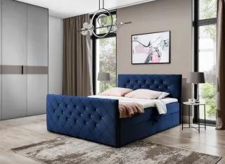 Boxspringbett Schlafzimmerbett EIVOR 200x220cm Stoff Magic Velvet Dunkelblau
