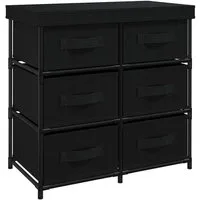 vidaXL Mehrzweckschrank Aufbewahrungsschrank mit 6 Schubladen 55×29×55 cm Schwarz Stahl (1-St)