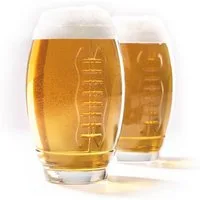40YARDS Bierglas American Football Glas (2er Set) mit erhabener Football Naht (600 ml), 2-tlg., 100% Glas, erhabene, fühlbare Naht