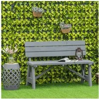 Outsunny Bank mit Rückenlehnen, 220kg belastbar (wetterfest Sitzbank aus Holz, 1-St., 2-Sitzer Gartenbank), für Balkon Terrasse, Garten, 116 x 56 x 80 cm, Grau