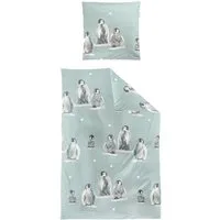 smail Bettwäsche Smail, Flanell, 2 teilig, Pinguine mit Sternchen