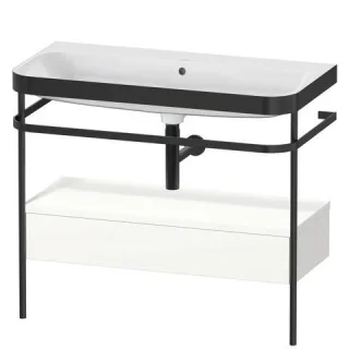 Duravit Happy D.2 Plus c-bonded Set mit Metallkonsole und Schubkasten Weiß Seidenmatt 975x490x850 mm HP4743N3636