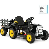 COSTWAY Elektro-Kindertraktor Aufsitztraktor, mit USB & abnehmbarem Anhänger