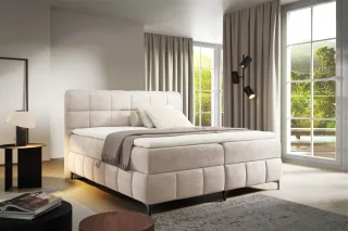 Boxspringbett Schlafzimmerbett SOPHIE 100x200cm Stoff Salvador Beige