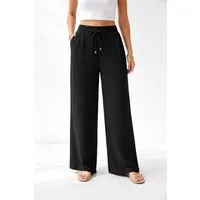 SUBLEVEL Chinos Damen Sommerhose Freizeit Weit geschnitten Stoff Fließende Plissee Hos