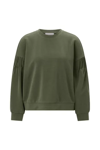 Rich & Royal - T Peach Pleated Crew leaf green - Gr. - XS