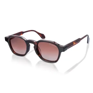 De-Gamme Polarisierte Sonnenbrille mit geometrischem Rahmen in Rot – Saint Marlo