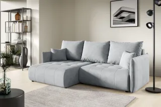 Ecksofa Schlafsofa CANIO Stoff Monolith Hellgrau Ottomane Links