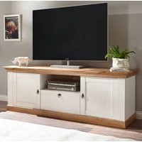 Furn.Design Lowboard Hemsby (TV Unterschrank in Pinie weiß mit Wotan Eiche, 183 x 64 cm), Landhausstil