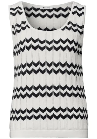 Street One - Top mit Jacquard-Muster weiß - Gr. - 38