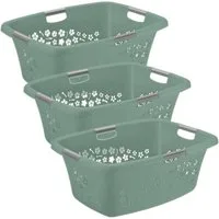ROTHO Wäschekorb Flowers 3er-Set Wäschekorb 50l, Kunststoff (PP) BPA-frei
