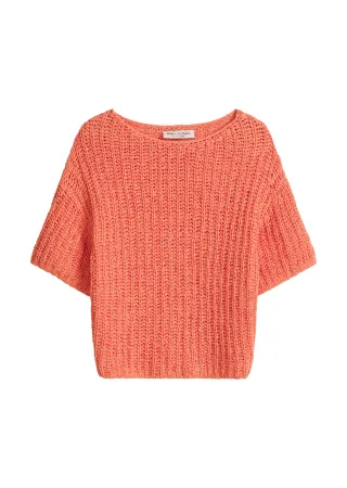 Marc OPolo Casual - Kurzarm-Strickpullover boxy warm orange - Gr. - L