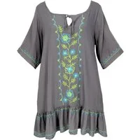 Guru-Shop Midikleid Bestickte Hippie Tunika, Boho Strandkleid,.. alternative Bekleidung
