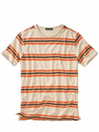 Mey & Edlich Herren Happy-Stripes-T-Shirt Beige 89 % Baumwolle, 11 % Polyester