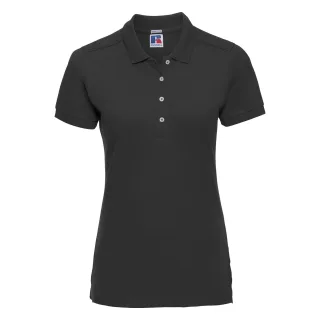 Russell Damen Stretch Polo-Shirt, Kurzarm (Schwarz)