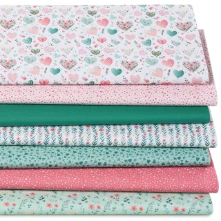 Patchwork- und Quiltpaket „Herzen“, pastell-color