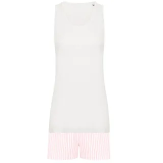 Towel City - Schlafanzug mit Shorts für Damen, Stofftasche (Weiß/Pink)